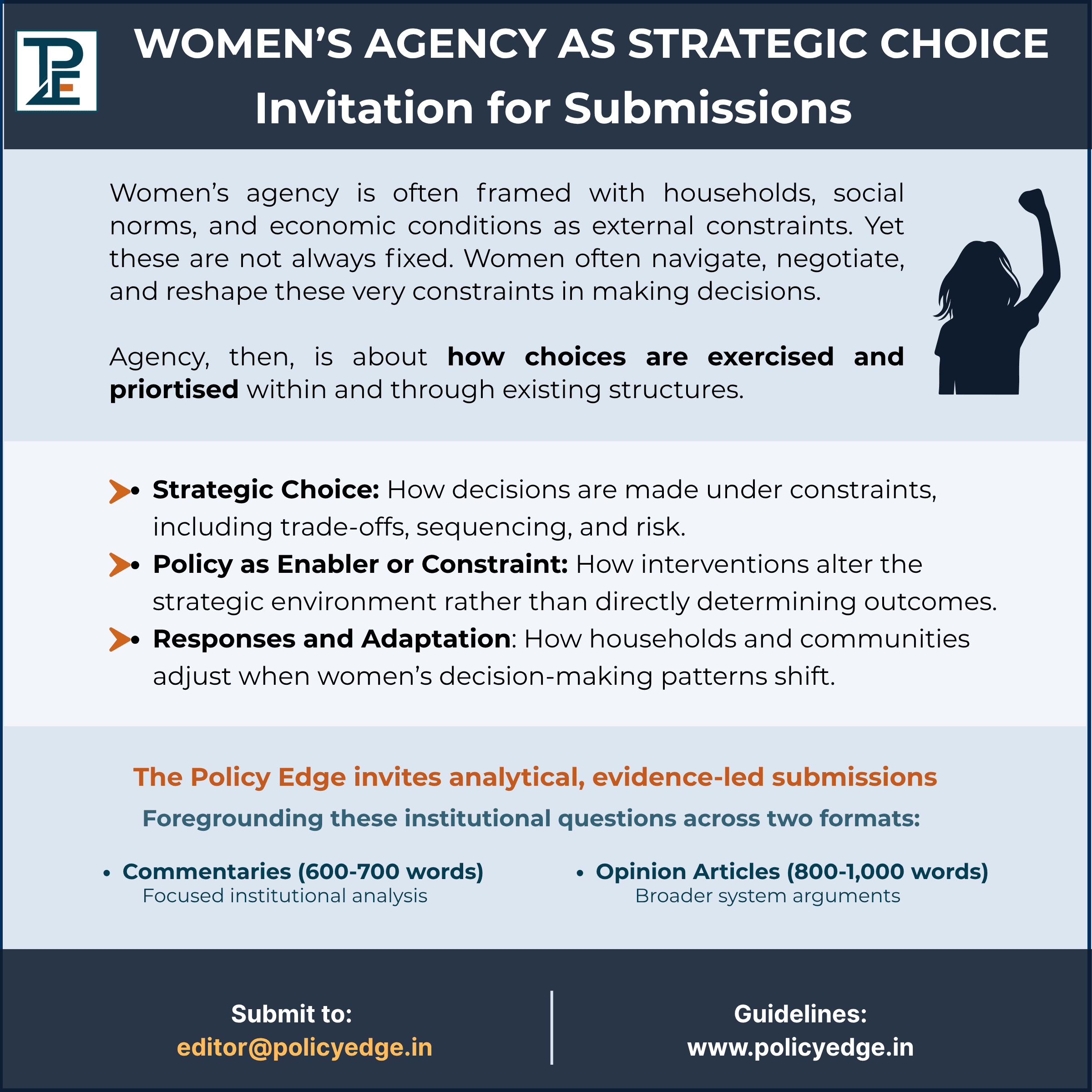 Invitation for Submissions Women’s agency as Strategic Choice